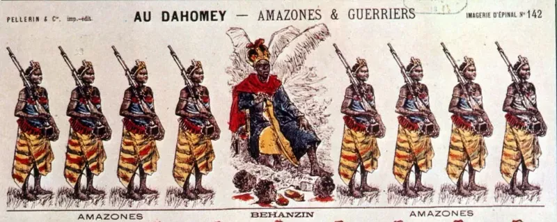 GETTY IMAGES Las Amazonas de Dahomey en una imagen de Imagerie Pellerin, Francia 1870.