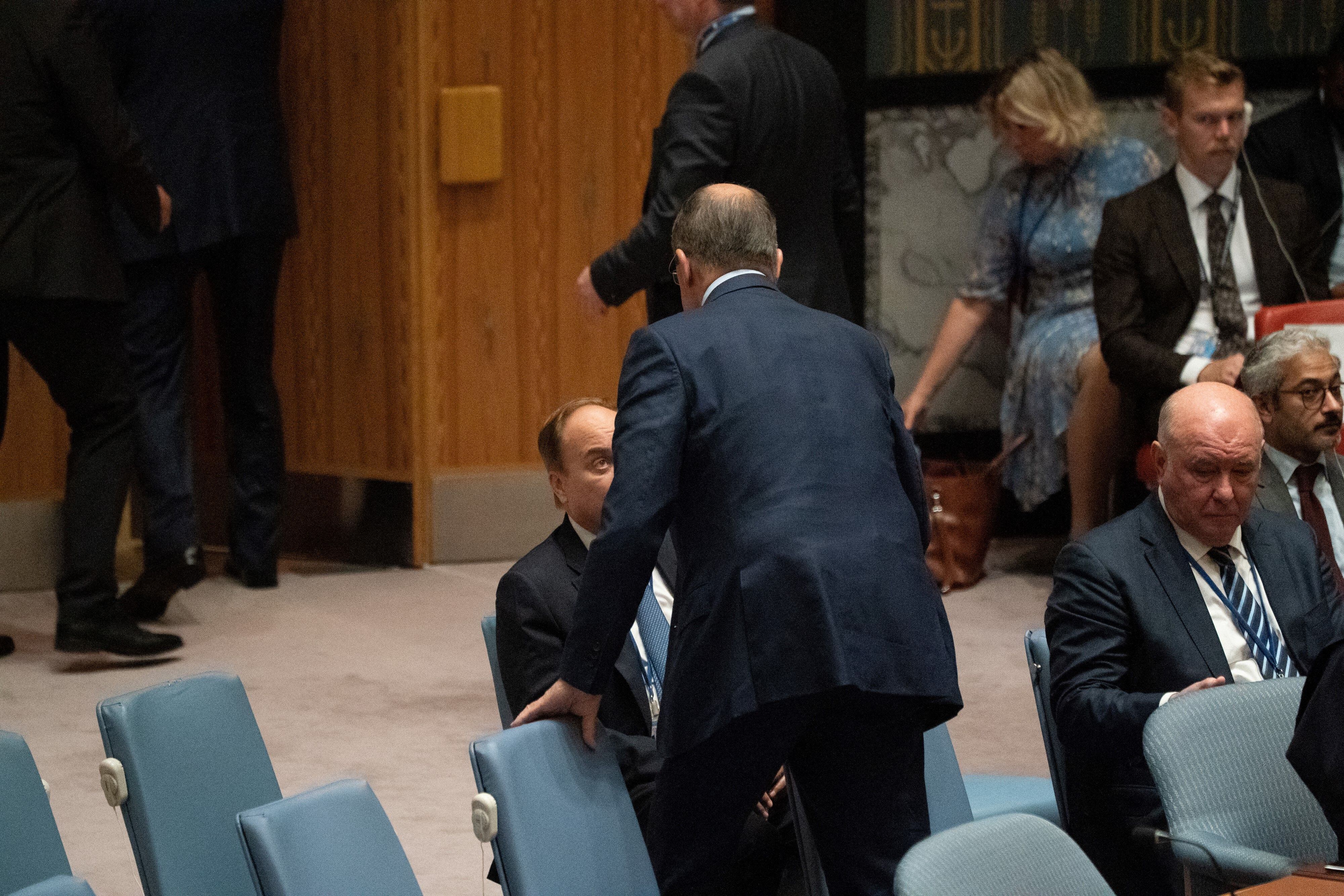 El Ministro de Relaciones Exteriores de Rusia, Sergei Lavrov, se va después de hablar en la reunión del Consejo de Seguridad sobre la invasión rusa de Ucrania en las Naciones Unidas el 22 de septiembre de 2022 en Nueva York.
