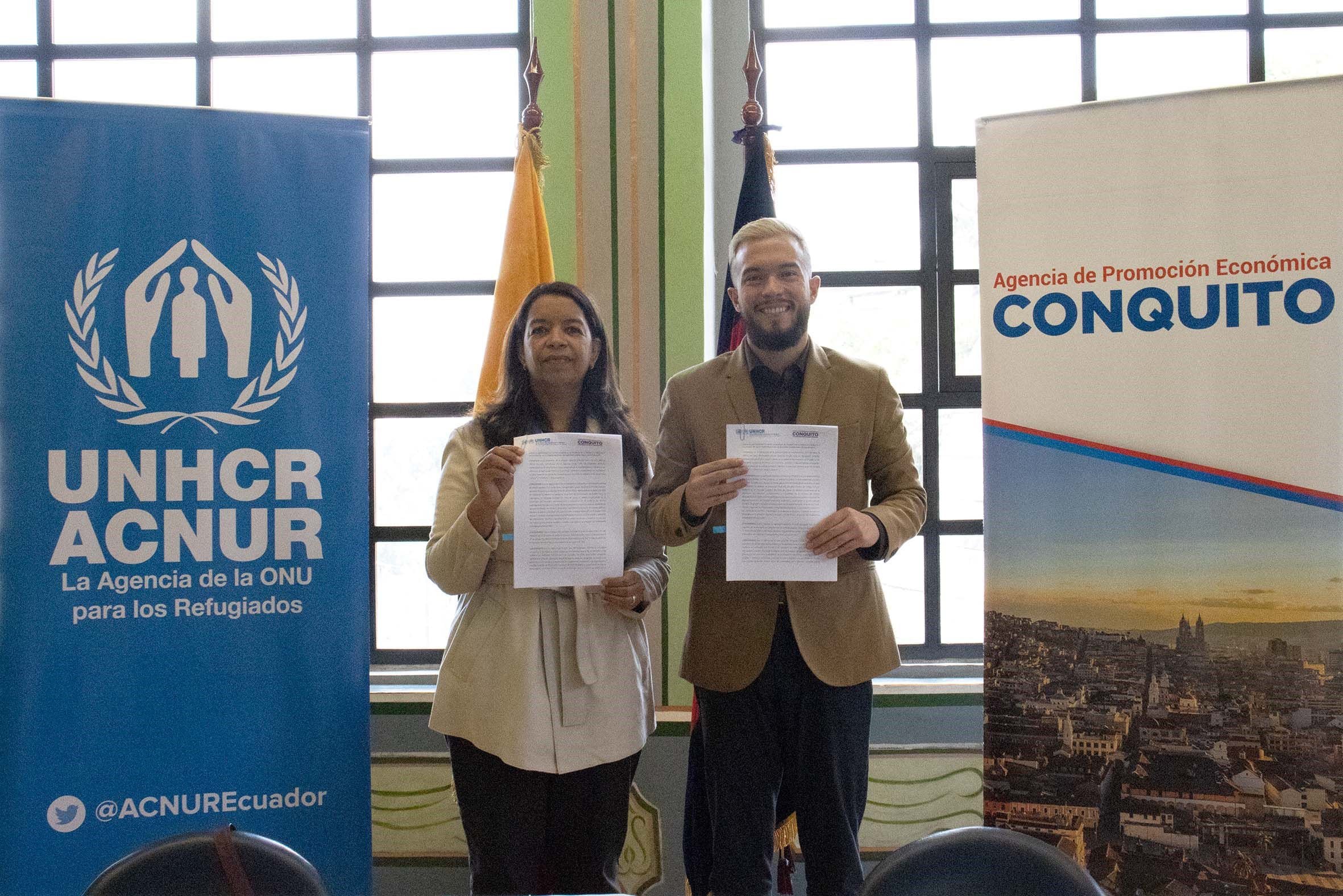 Acnur Ecuador y ConQuito suscribieron alianza para trabajar por inclusión económica de población refugiada