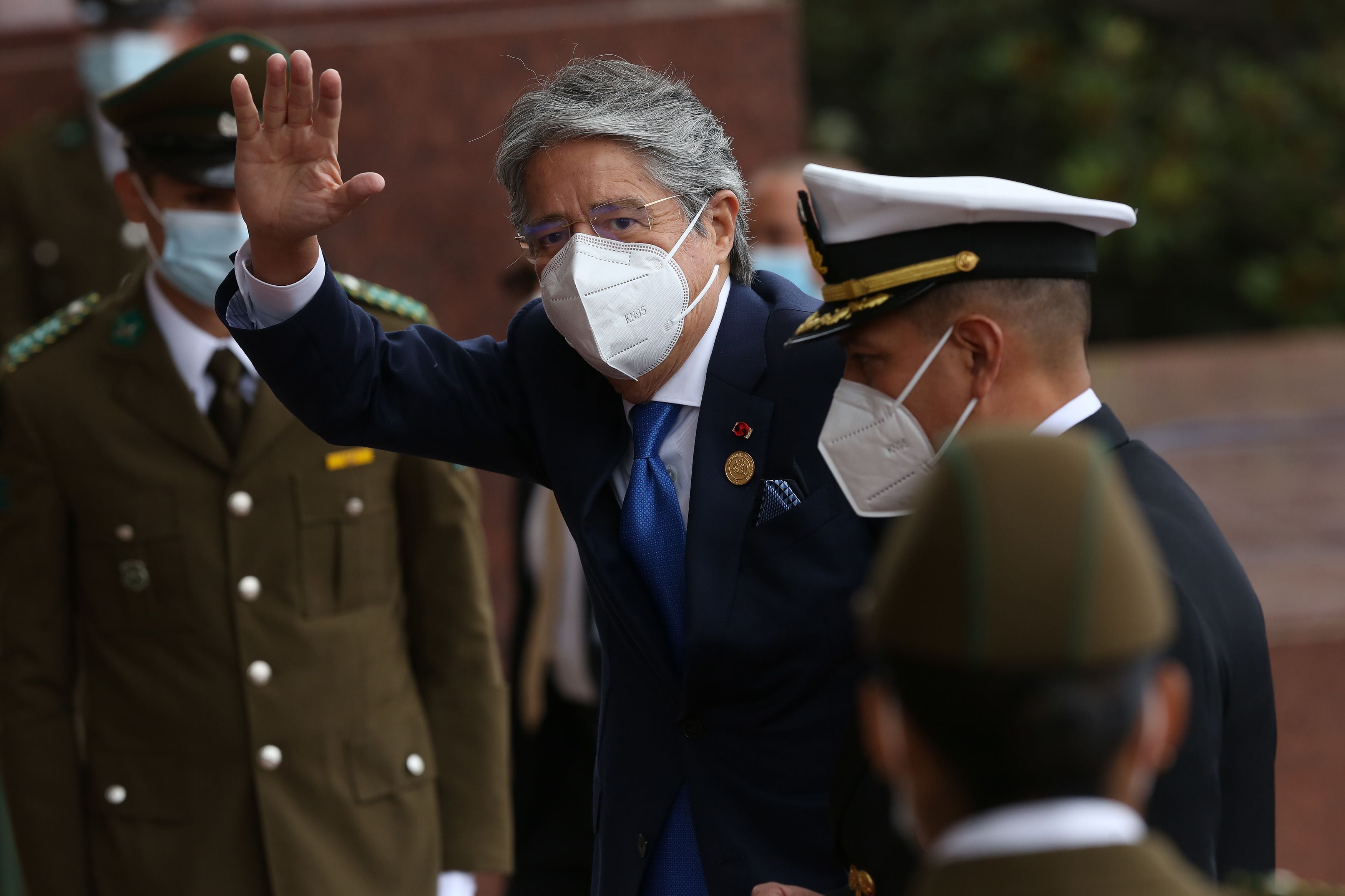 El presidente de de Ecuador Guillermo Lasso llega a la investidura del presidente de Chile, Gabriel Boric. 