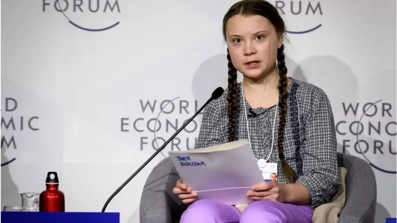Greta Thunberg en Davos. Getty Images