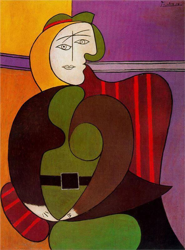 Obra de Pablo Picasso: Mujer sentada en sofá rojo - Picasso (1931)