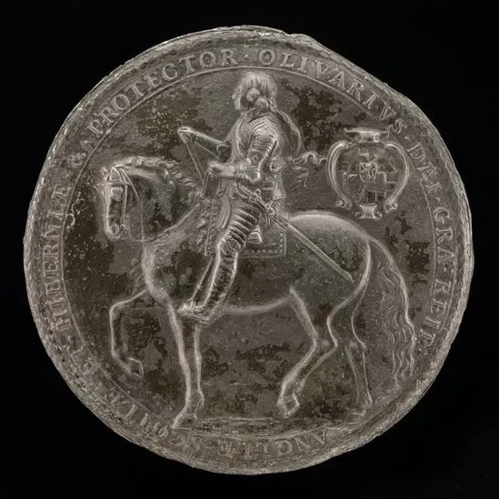 GETTY IMAGES Sello de 1656 que conmemora el protectorado de Cromwell.
