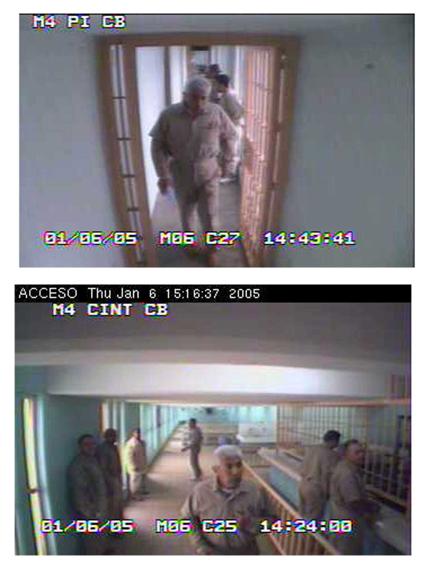Fotogramas extraídos de un video cortesía de la Policía Federal Preventiva (PFP), con fecha del 6 de enero de enero de 2005, donde se observa a Rafael Caro Quintero, en el penal de Puente Grande en el estado de Jalisco (México). EFE/PFP/Archivo/