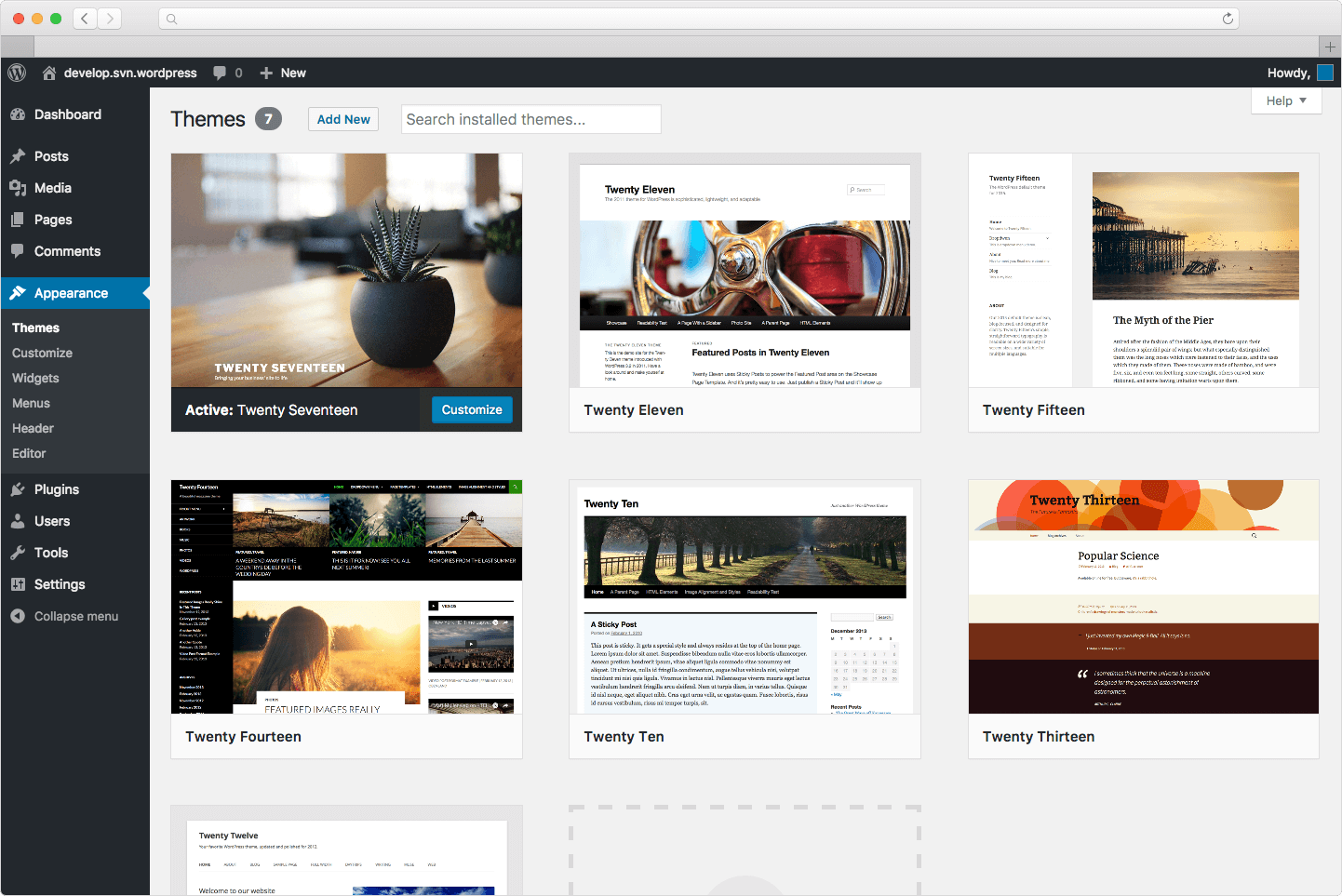 Interfaz de Wordpress