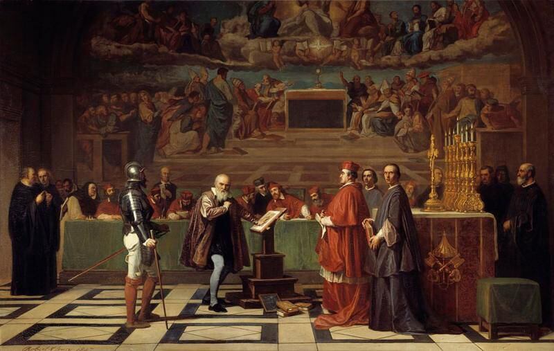 "Galileo Galilei ante el Santo Oficio en el Vaticano", por Robert Fleury.