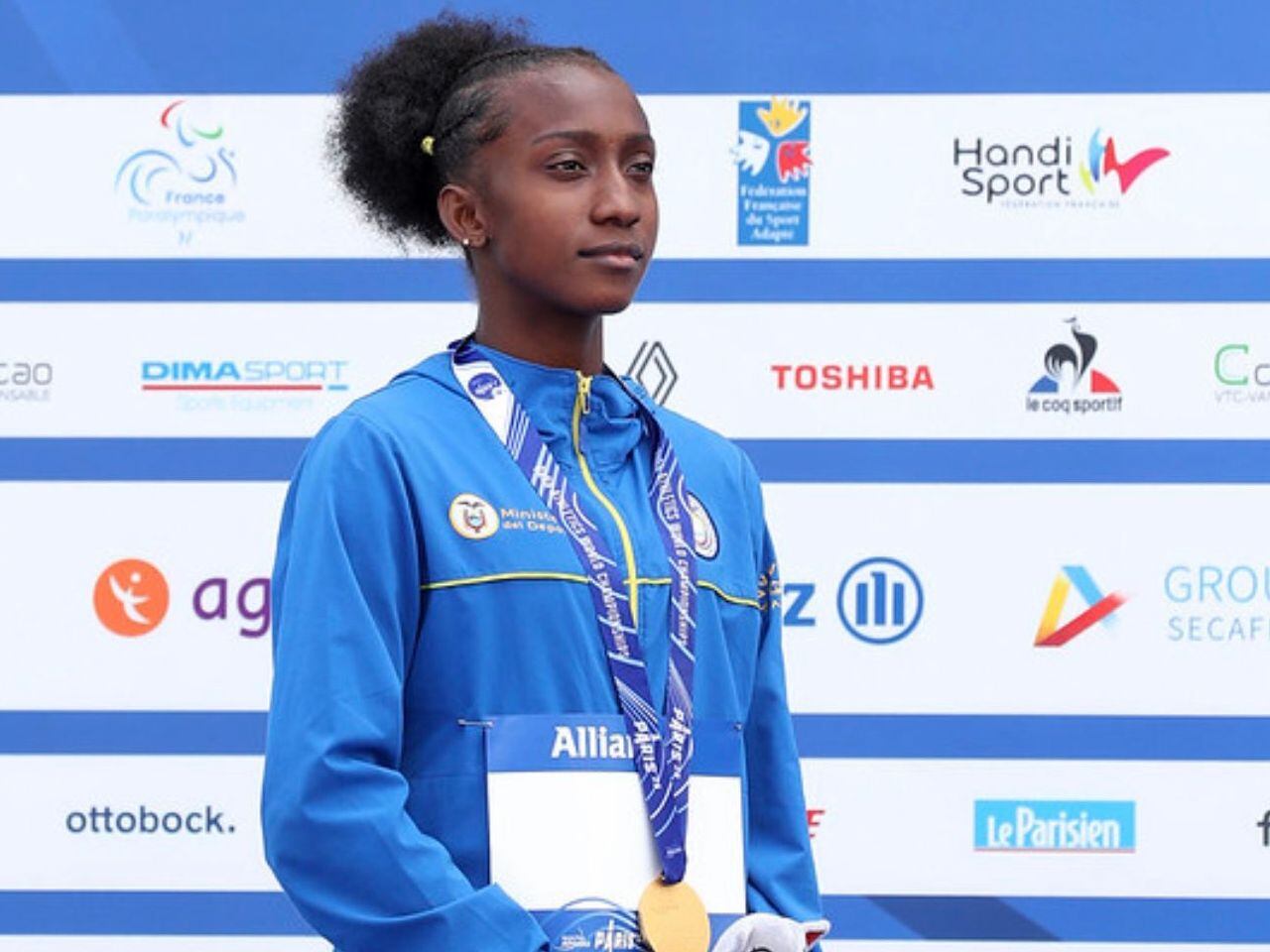 Asi fue la vibrante premiacion de la ecuatoriana Kiara Rodriguez oro y record en el Campeonato Mundial de Paratletismo Francia 2023 Otros Deportes Deportes El Universo