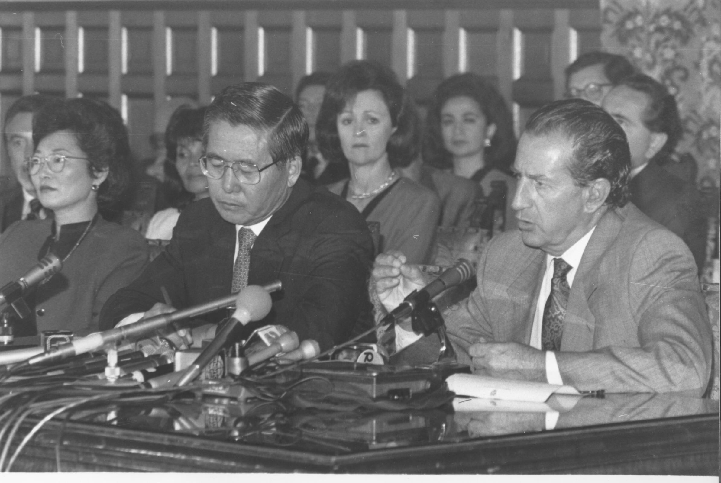 Alberto Fujimori y Rodrigo Borja, en 1992.