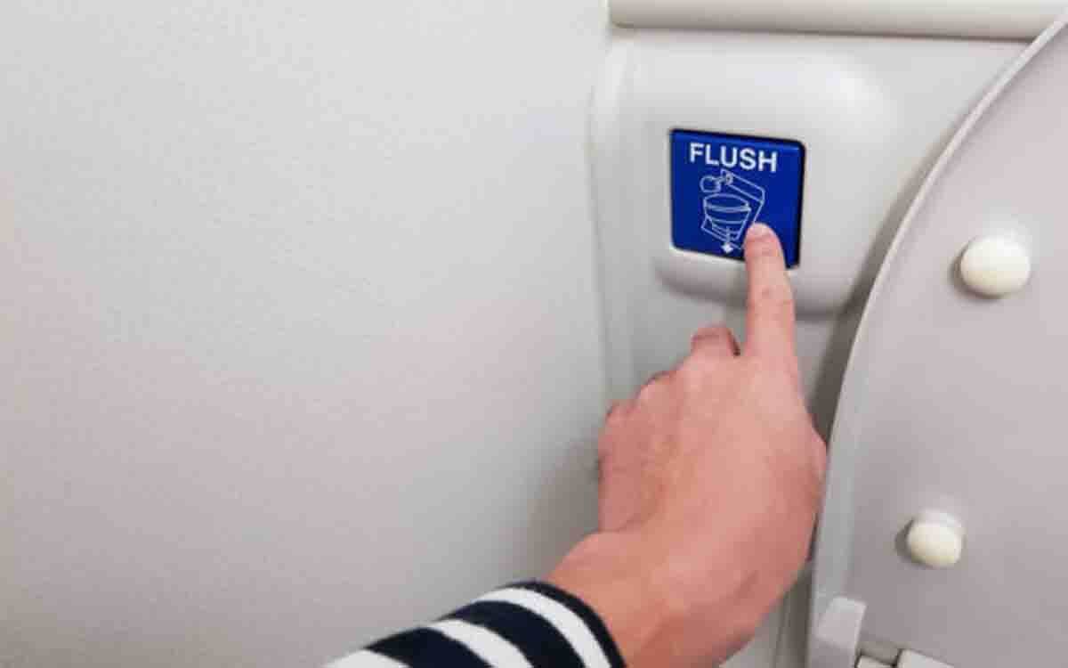 Nunca tocar el botón de descarga en los inodoros, porque es increíblemente antihigiénico.