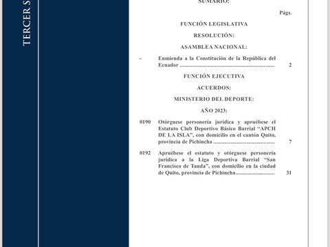Publicada en Registro Oficial la enmienda constitucional que modifica la votación de los vetos presidenciales