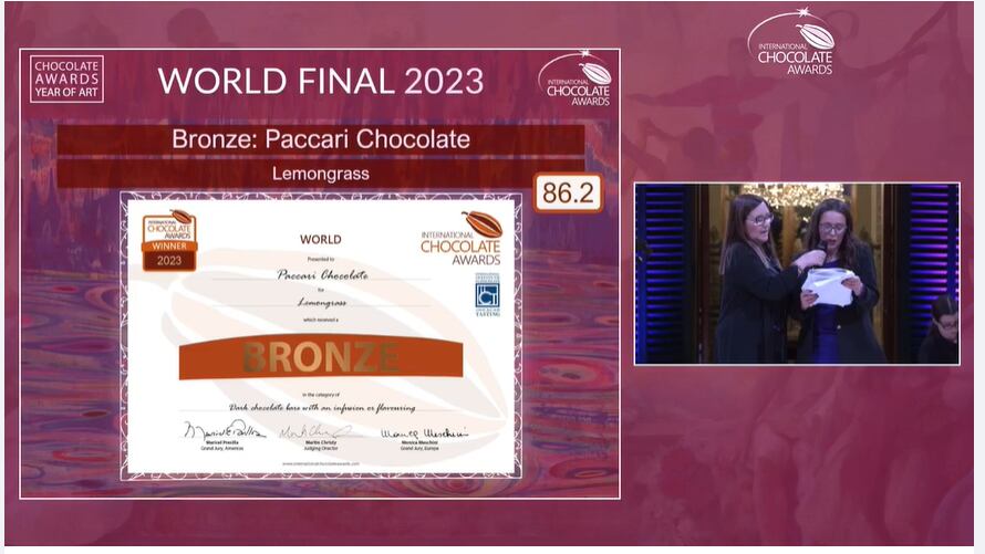 Paccari ganó ocho premios en la final 2023 de los International Chocolate Awards