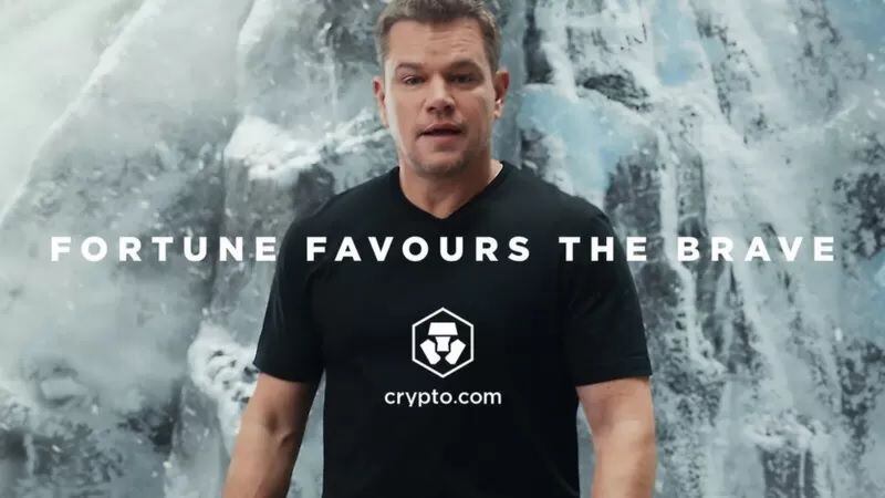 El actor Matt Damon es una de las caras de la campaña de Crypto.com con el eslogan "La fortuna favorece a los valientes". CRYPTO.COM