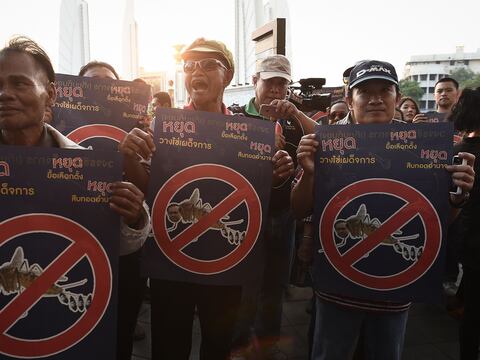 En Tailanda unos 400 manifestantes reclaman elecciones libres a militares