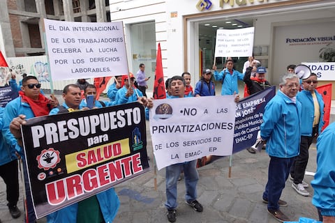 En marcha por el Día del Trabajo realizada en Cuenca se rechazó modalidad por horas y se pidió salarios justos
