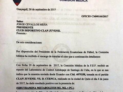 Comisión Médica de la FEF informó que jugador Luis Checa dio positivo en control antidopaje