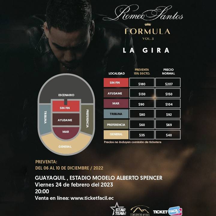 Romeo Santos en Ecuador estos son los precios de las entradas para sus