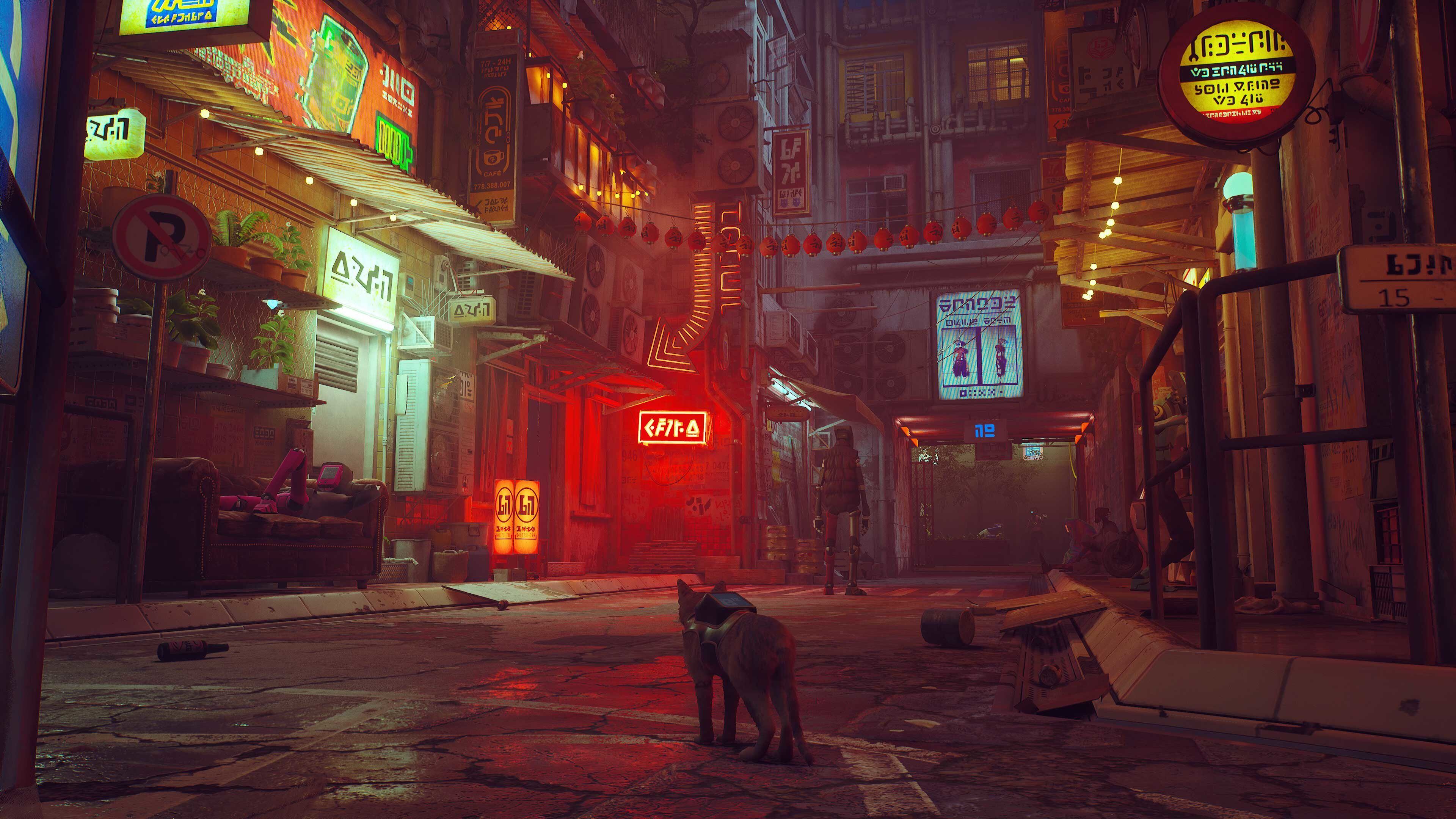 'Stray' es una aventura felina en tercera persona ambientada en los callejones iluminados con luces de neón de una ciberciudad en plena decadencia y el ambiente turbio de sus bajos fondos. 