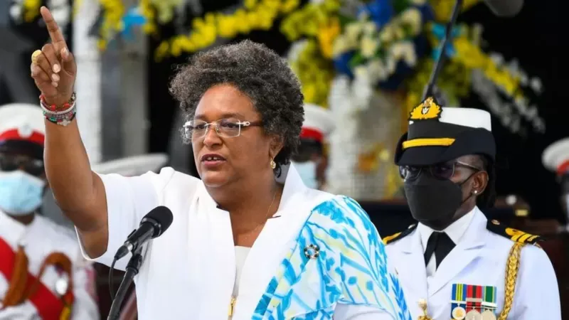 La primera ministra de Barbados, Mia Amor, durante la proclamción de la república el pasado 30 de noviembre.